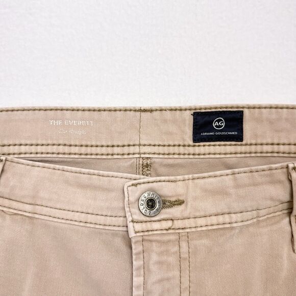 AG Adriano Goldschmied Everett Jeans Size 38 x 31 Tan Slim Straight Stretch - Picture 6 of 9